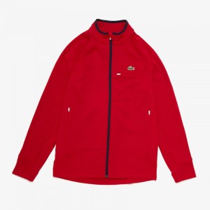 Sudaderas Lacoste SPORT Breathable UV Protection Zip Hombre Rojos Blancos Azul Marino Azules | UX3-83018Y1