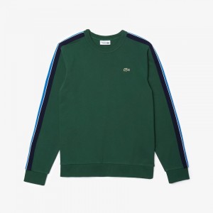 Sudaderas Lacoste SPORT Contrast Bands Fleece Hombre Verdes Grises Azules Azul Marino Azules Blancos | ZI6-67116H7