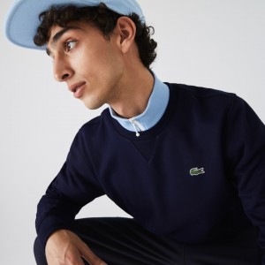Sudaderas Lacoste SPORT Crew Neck Fleece Hombre Azul Marino Azules | PU4-65416A1