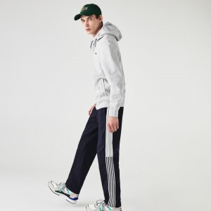 Sudaderas Lacoste SPORT Hooded Lightweight Bi-material Hombre Grises Grises Claro | PZ5-96709G7
