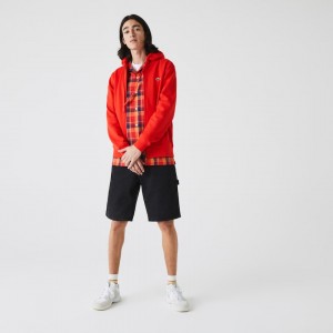 Sudaderas Lacoste SPORT Hooded Lightweight Bi-material Hombre Rojos | JX8-25722R0