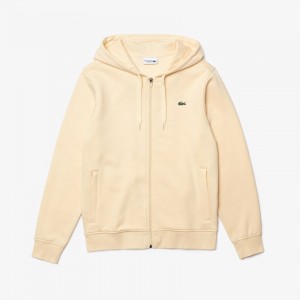 Sudaderas Lacoste SPORT Hooded Lightweight Bi-material Hombre Beige | HN7-17261D3