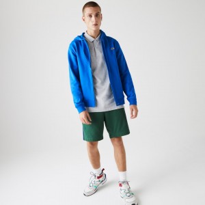 Sudaderas Lacoste SPORT Hooded Lightweight Bi-material Hombre Azules | FG9-74367Y2