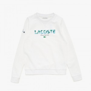 Sudaderas Lacoste SPORT Miami Open Print Fleece Mujer Blancos Azul Marino Azules | CX4-62916D2