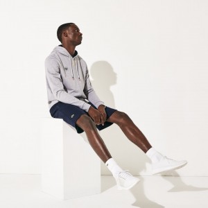 Sudaderas Lacoste SPORT Roland Garros Hooded Zip-Up Hombre Grises Azul Marino Azules Blancos | CP8-96369E2