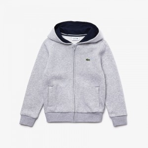 Sudaderas Lacoste Niños Grises Azul Marino Azules SPORT Tennis Zippered Fleece BD1-82518Z3