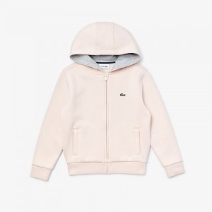 Sudaderas Lacoste Niños Rosas Claro Grises SPORT Tennis Zippered Fleece LF7-17281A5