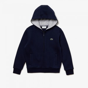 Sudaderas Lacoste Niños Azul Marino Azules Grises SPORT Tennis Zippered Fleece IR5-06200H7