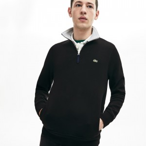 Sudaderas Lacoste Zip Stand-Up Collar Ribbed Hombre Negros Grises | RA6-04100R0