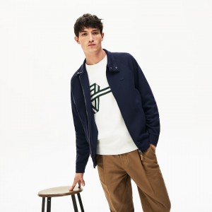Sudaderas Lacoste Zippered Solid Hombre Azul Marino Azules Kaki Verdes | KO1-08870D1
