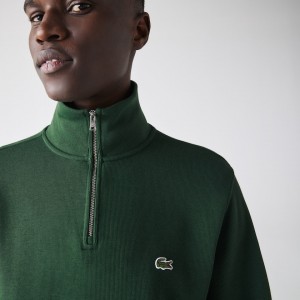 Sudaderas Lacoste Zippered Stand-Up Collar Cotton Hombre Verdes | BJ2-03700C7