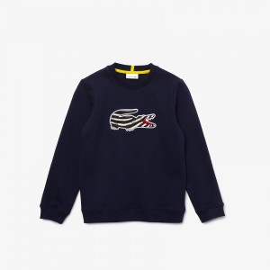 Sudaderas Lacoste Niños Azul Marino Azules Blancos x National Geographic Fleece TQ6-99959K8