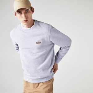 Sudaderas Lacoste x National Geographic Organic Cotton Hombre Grises Blancos | UW7-05450C5