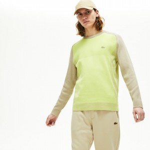 Suéteres Lacoste Motion Breathable Color-Block Hombre Beige Amarillos | EH1-12811Q5