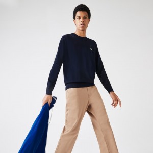Suéteres Lacoste Hombre Azul Marino Azules Organic Cotton Crew Neck ZM6-82228S2