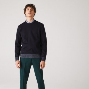 Suéteres Lacoste Reversible Crew Neck Contrast Hombre Azul Marino Azules Azules | CG5-10111I0