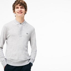 Suéteres Lacoste Wool Jersey Hombre Grises | BR4-68456B6