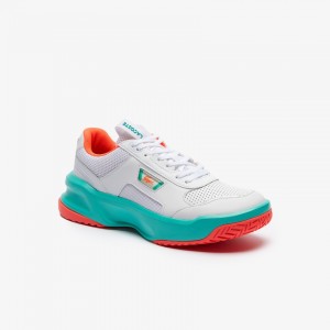 Tenis Lacoste Ace Lift Herringbone Leather Hombre Blancos Turquesa | EG2-67736L0