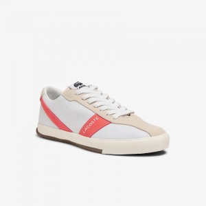 Tenis Lacoste Ball Net Canvas and Suede Mujer Blancos Beige | AY3-54015I0