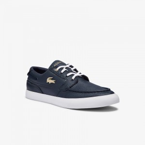 Tenis Lacoste Bayliss Deck Leather Hombre Azul Marino Blancos | CQ8-27062O7