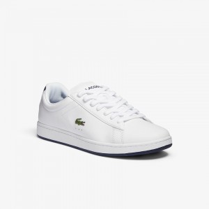 Tenis Lacoste Carnaby Evo Leather Hombre Blancos Azul Marino | UM7-70557W0