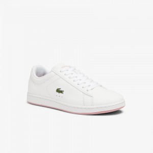 Tenis Lacoste Carnaby Evo Leather Mujer Blancos Rosas | OV2-40844N9