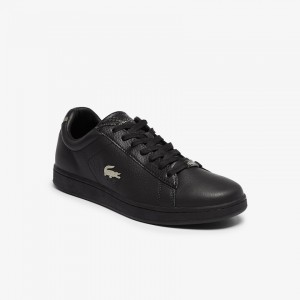 Tenis Lacoste Carnaby Evo Leather Platinum Hombre Negros Negros | RT3-47554Z4