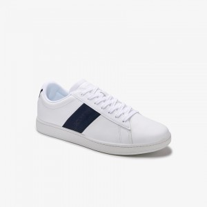 Tenis Lacoste Carnaby Evo Pigmented Leather Hombre Blancos Azul Marino | FA4-39093N7