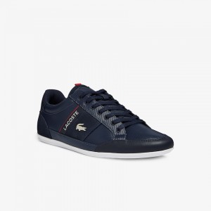 Tenis Lacoste Chaymon Leather and Suede Hombre Azul Marino Blancos | CM3-96519R5