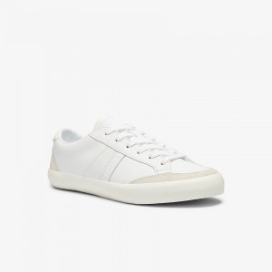 Tenis Lacoste Coupole Leather Textured Mujer Blancos Grises | GP9-28602C4