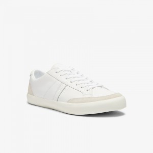 Tenis Lacoste Coupole Leather and Suede Hombre Blancos Grises | NQ4-25772N3
