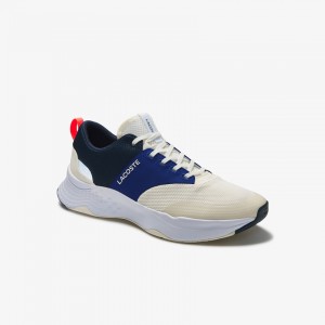 Tenis Lacoste Court-Drive Plus Textile Hombre Blancos Azul Marino | VF3-88498X3