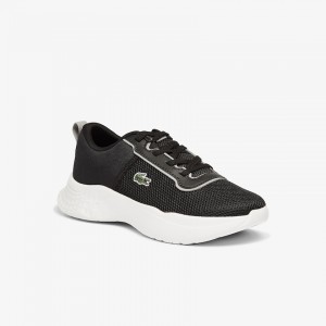 Tenis Lacoste Niños Negros Grises Court-Drive Textile Air Mesh YV2-98809G2
