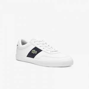 Tenis Lacoste Court-Master Leather and Synthetic Perforated Hombre Blancos Azul Marino | TK3-15871A1