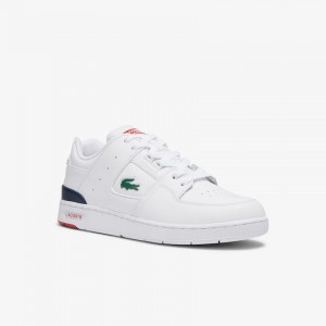 Tenis Lacoste Court Cage Leather Hombre Blancos Azul Marino Rojos | HX7-45854M0
