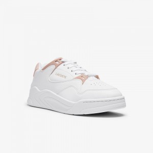 Tenis Lacoste Court Slam Leather Mujer Blancos Rosas | AZ0-08840S2