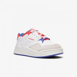 Tenis Lacoste Court Slam Synthetic and Leather Mujer Blancos Coral | KX0-91389J5