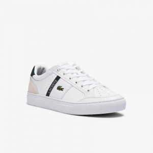 Tenis Lacoste Courtline Leather and Textile Hombre Blancos | GY2-03510W4