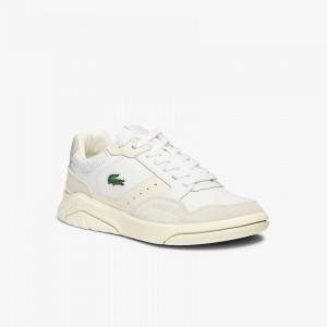 Tenis Lacoste Game Advance Luxe Leather and Suede Mujer Blancos Grises | TU9-26112Y4