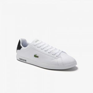 Tenis Lacoste Graduate Leather Hombre Blancos Negros | GH7-83868V6