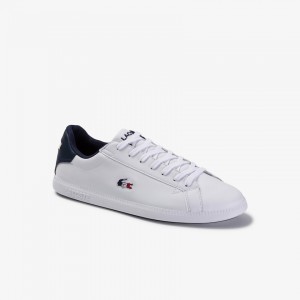 Tenis Lacoste Graduate Tricolore Leather and Synthetic Hombre Blancos Beige | HN1-70207A5