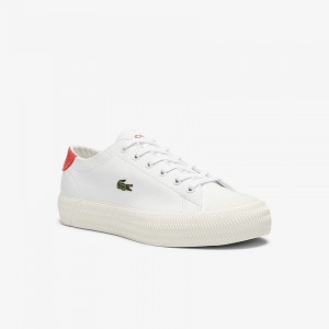 Tenis Lacoste Gripshot Leather and Suede Mujer Blancos Beige | KL2-02420Y7