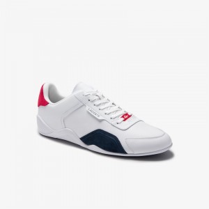 Tenis Lacoste Hapona Leather and Synthetic Hombre Blancos Azul Marino Rojos | JH7-09170L9