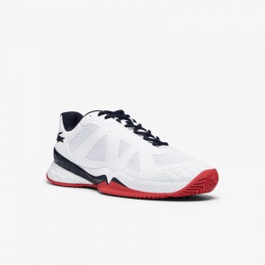 Tenis Lacoste LC Scale II Textile Hombre Blancos Coral | KS3-08550K1