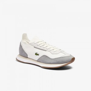 Tenis Lacoste Match Break Textile Hombre Blancos Grises | QI1-48294I3