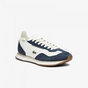 Tenis Lacoste Match Break Textile Hombre Blancos Azul Marino | DT3-16141T6