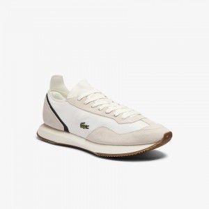 Tenis Lacoste Match Break Textile and Suede Hombre Beige Verdes | XI1-01830E4