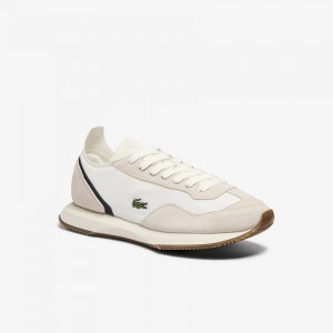 Tenis Lacoste Match Break Textile and Suede Mujer Beige Verdes | DV4-67906Y0