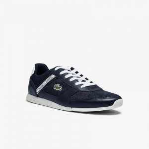 Tenis Lacoste Menerva Sport Textile and Leather Hombre Azul Marino Blancos | NI9-61056Z8