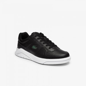 Tenis Lacoste Men’s Game Advance Tumbled Leather Hombre Negros Blancos | SO9-34373I9